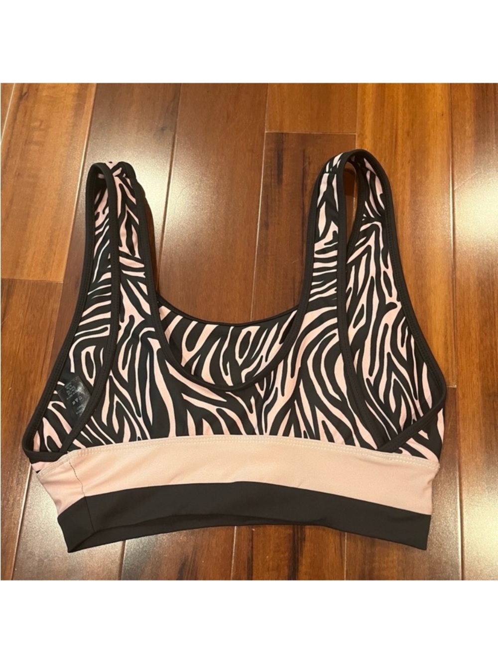 Beach Riot‎ Pink Black Sports Bra Racerback Zebra Print Activewear Size Medium - Picture 3 of 5